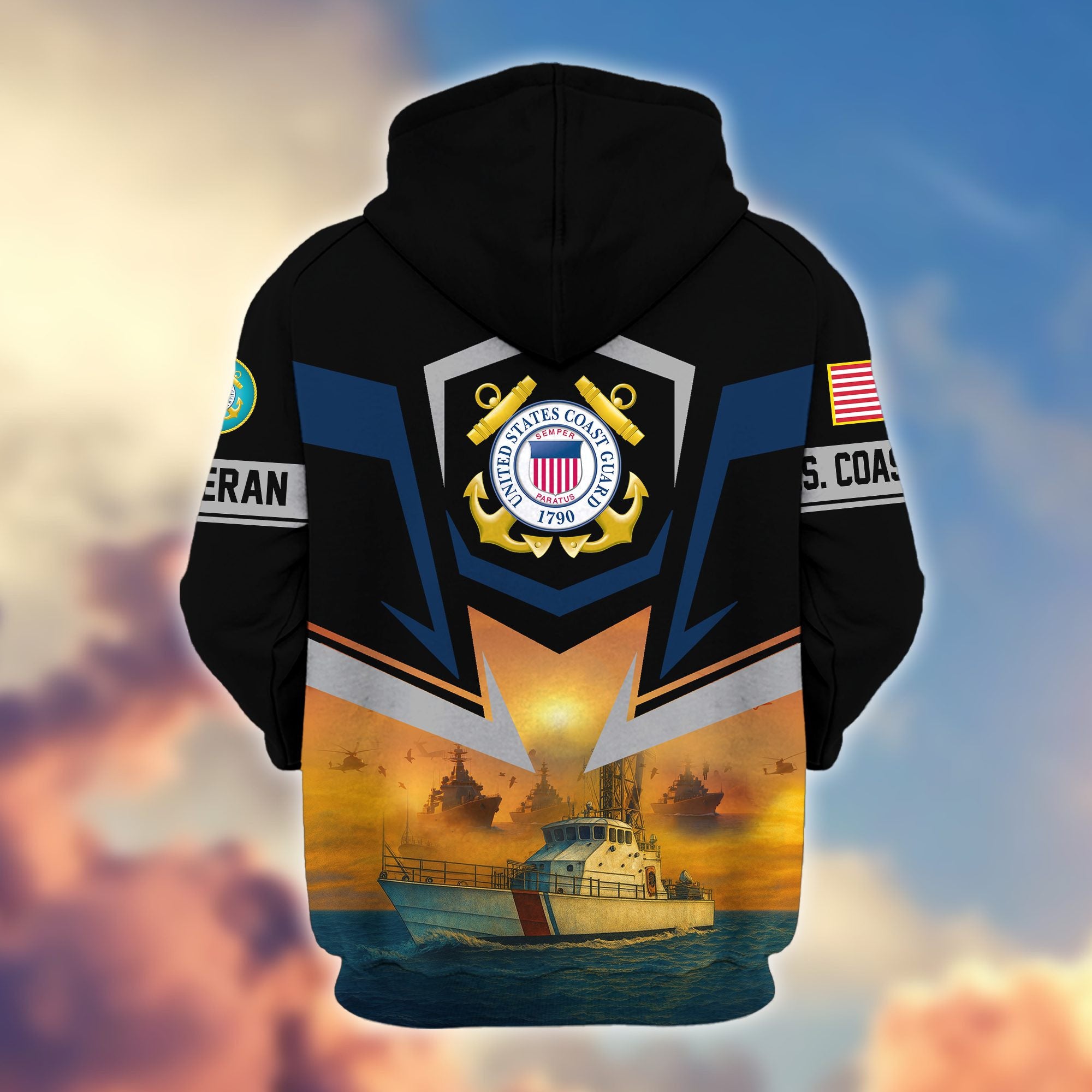 Premium US Veterans Zip Hoodie BPHN100912, Gifts For US Veterans, Gifts On Father's Day, Veterans Day.