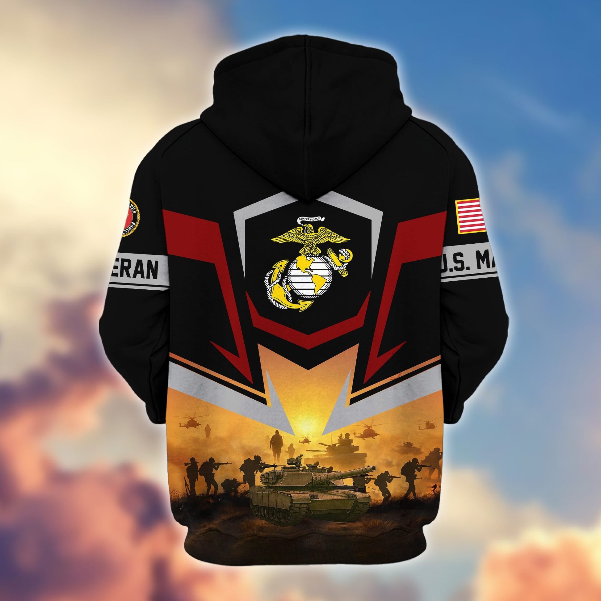 Premium US Veterans Zip Hoodie BPHN100912, Gifts For US Veterans, Gifts On Father's Day, Veterans Day.