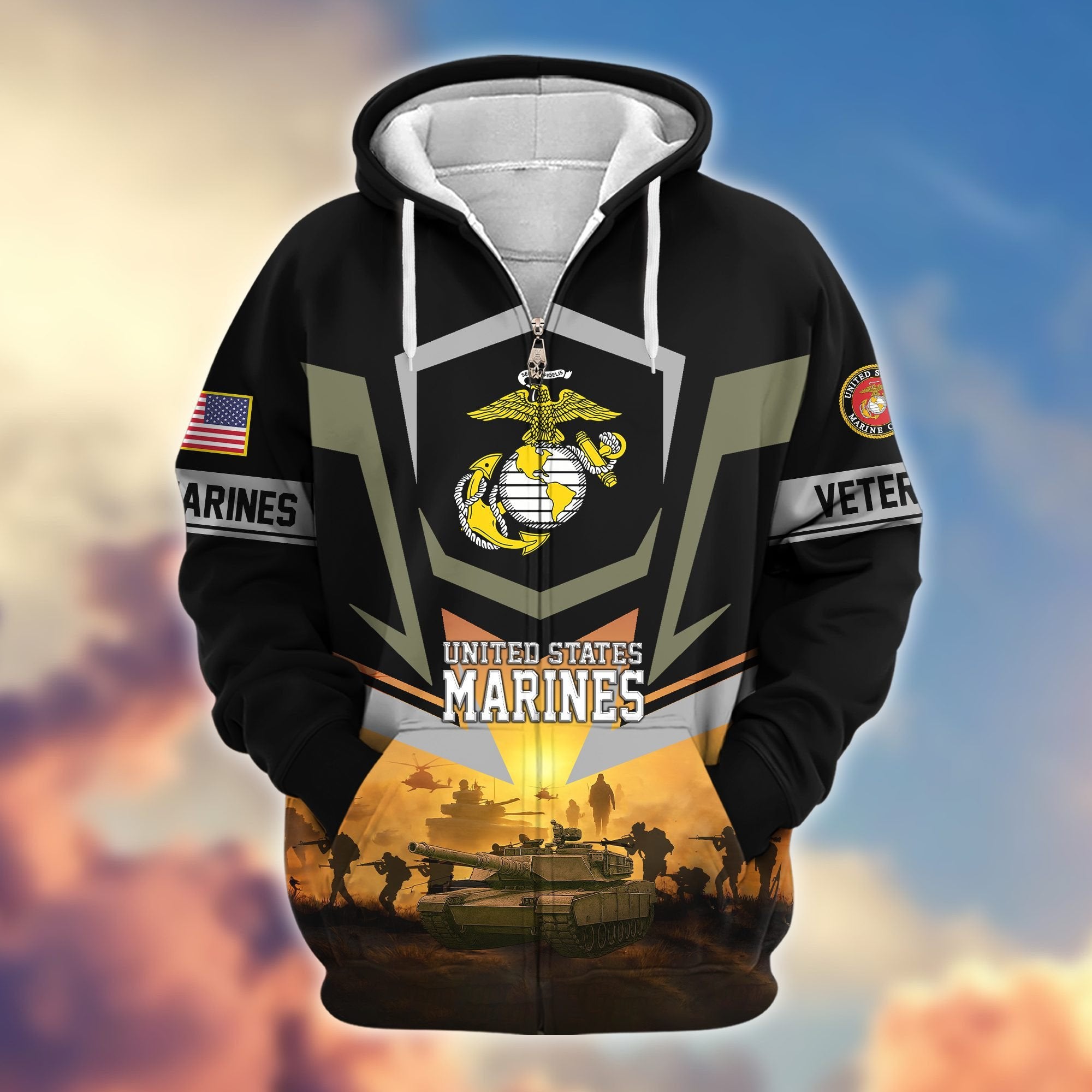 Premium US Veterans Zip Hoodie BPHN100912, Gifts For US Veterans, Gifts On Father's Day, Veterans Day.
