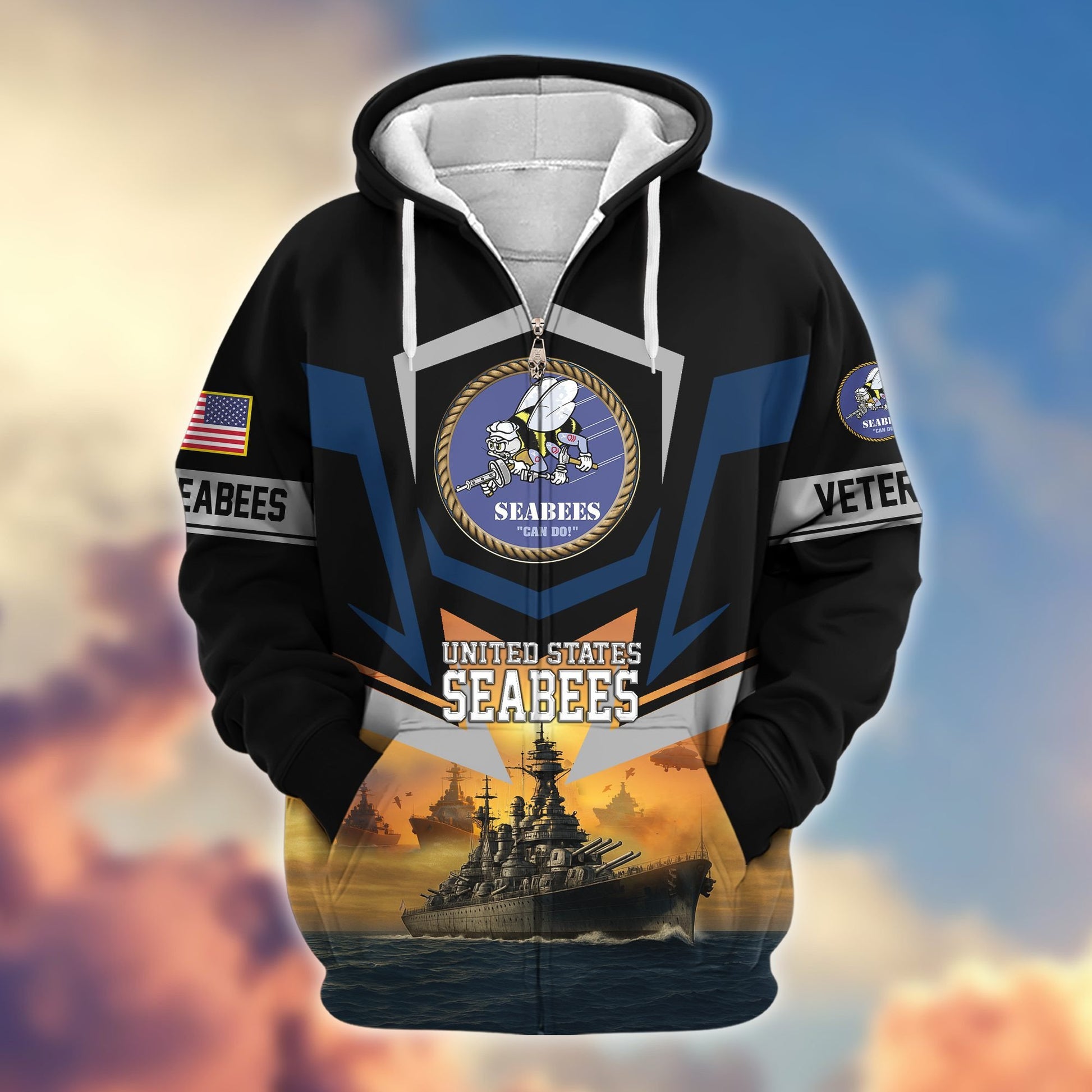 Premium US Veterans Zip Hoodie BPHN100912, Gifts For US Veterans, Gifts On Father's Day, Veterans Day.