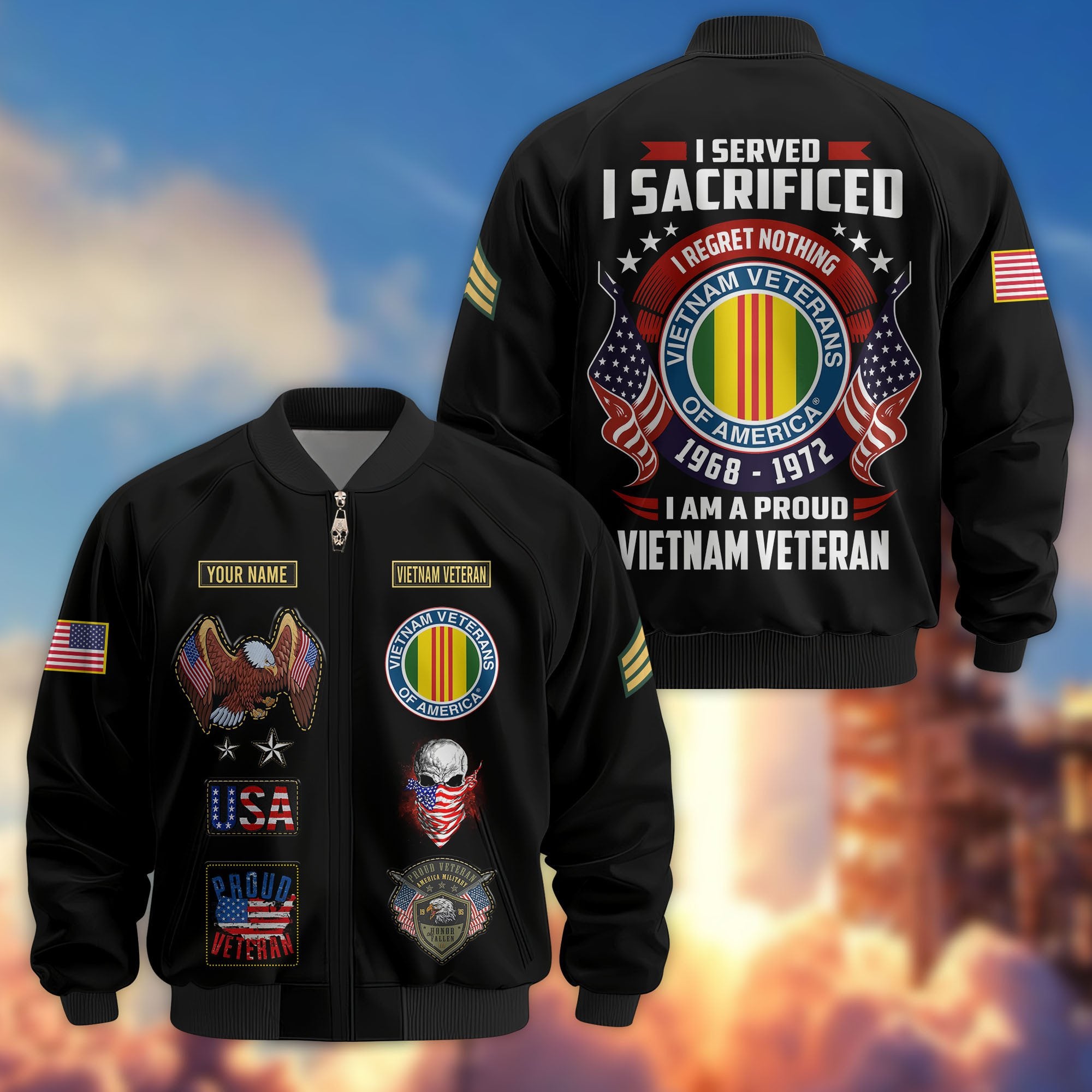 Premium Custom Vietnam Veteran Bomber Jacket VPVC804406, Gifts For Vietnam Veteran, Gifts On Father's Day, Veterans Day.