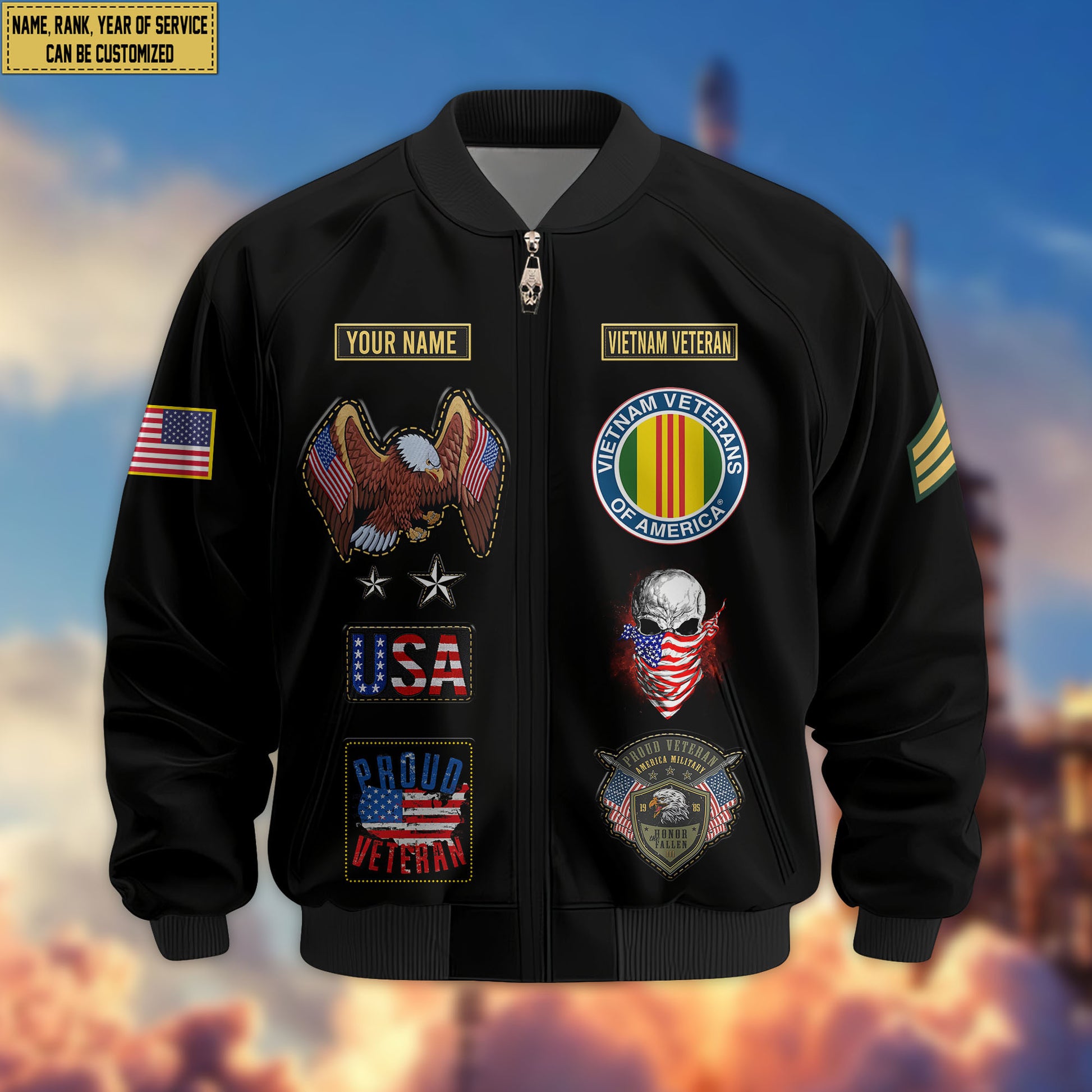 Premium Custom Vietnam Veteran Bomber Jacket VPVC804406, Gifts For Vietnam Veteran, Gifts On Father's Day, Veterans Day.