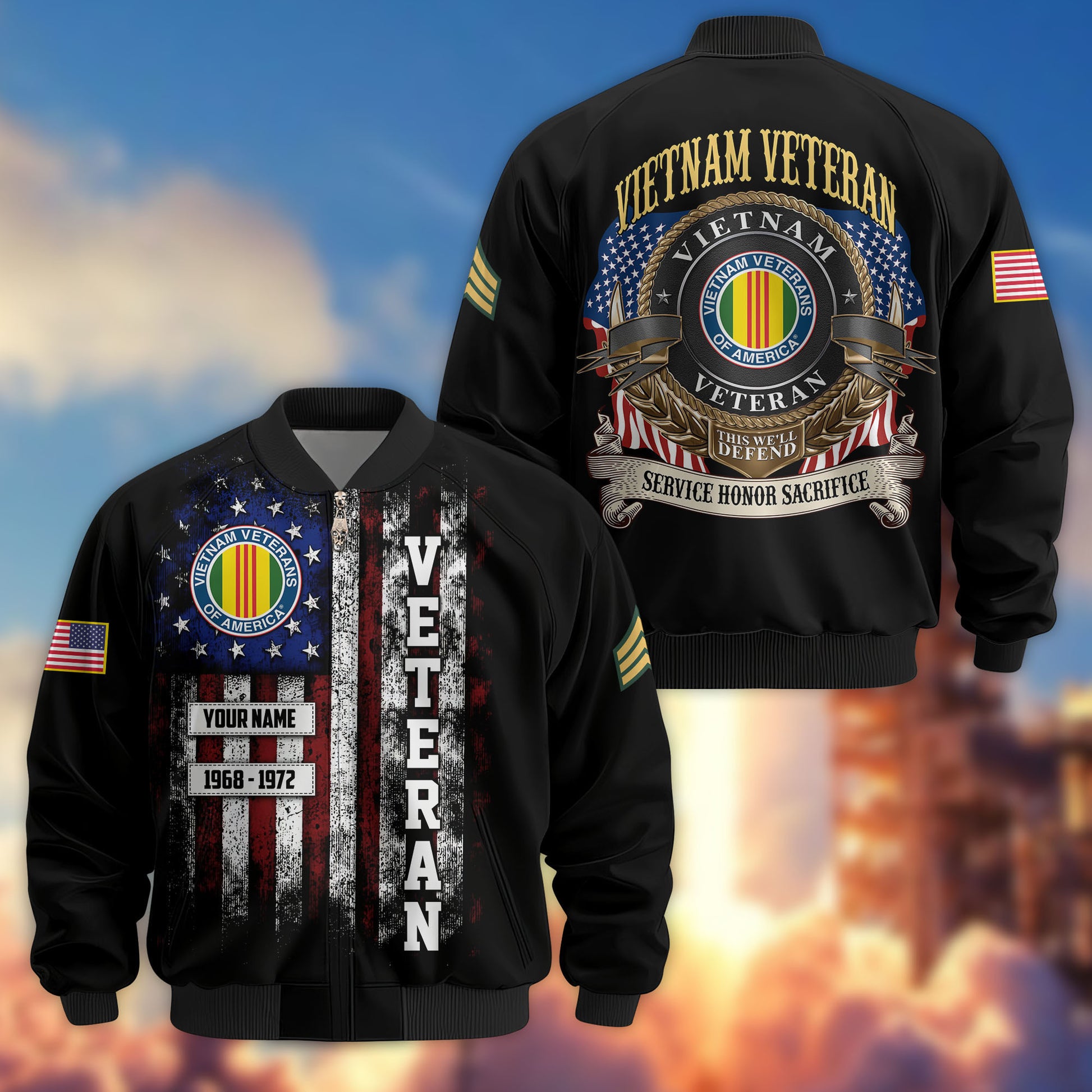 Premium Custom Vietnam Veteran Bomber Jacket VPVC804506, Gifts For Vietnam Veteran, Gifts On Father's Day, Veterans Day.