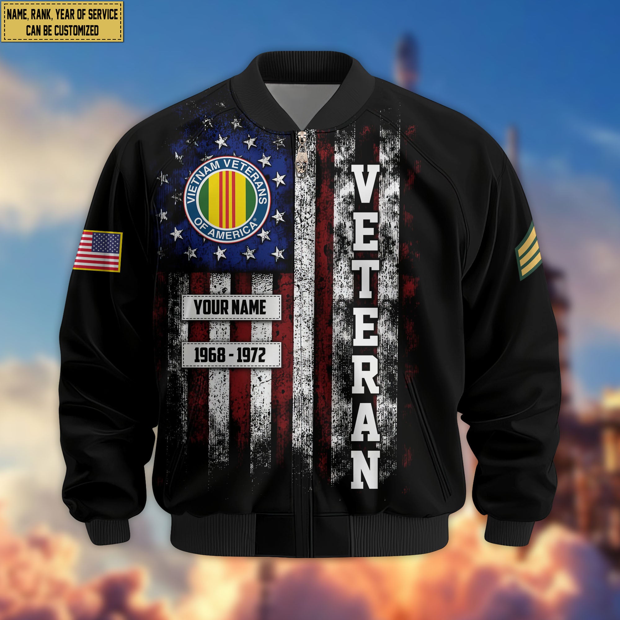 Premium Custom Vietnam Veteran Bomber Jacket VPVC804506, Gifts For Vietnam Veteran, Gifts On Father's Day, Veterans Day.
