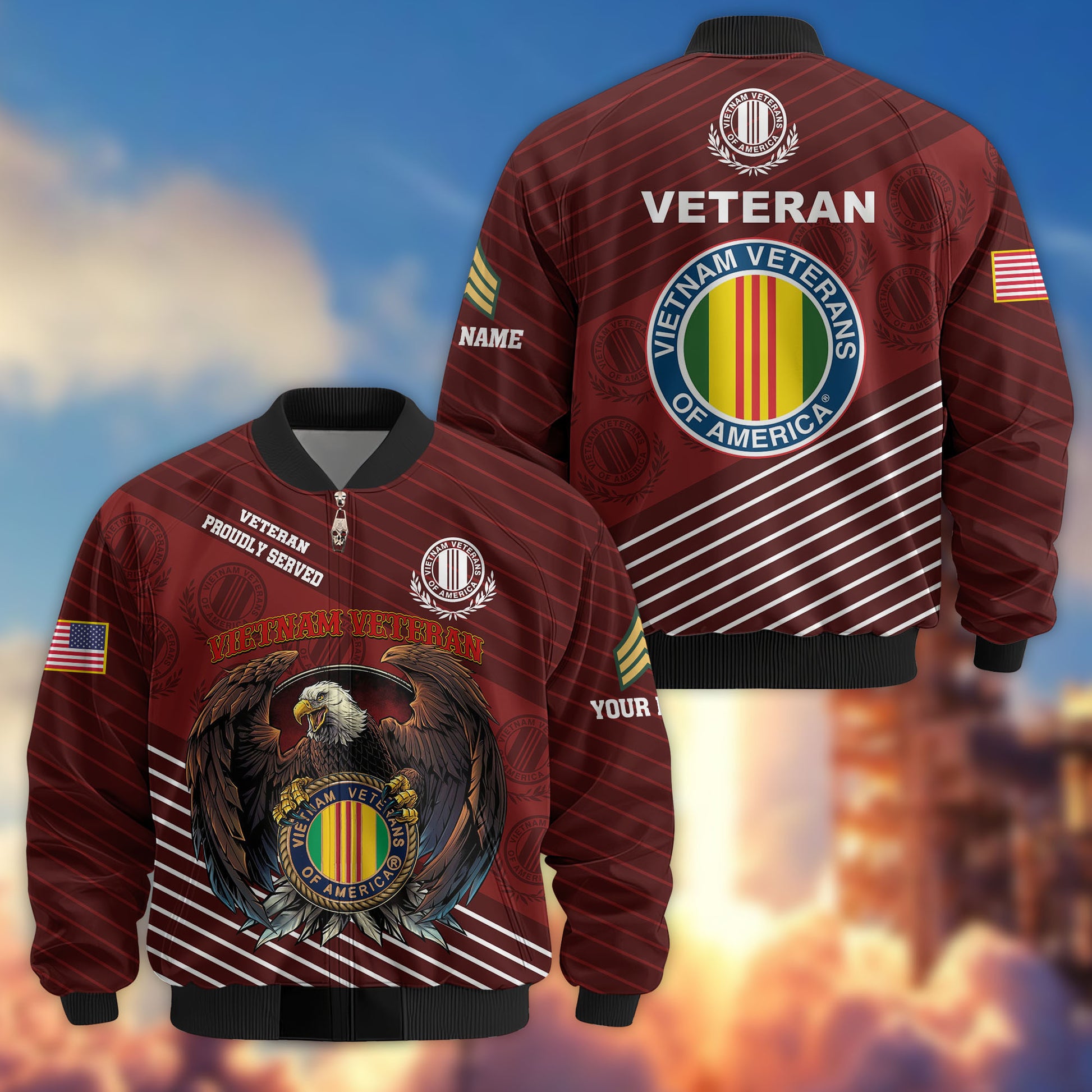 Premium Custom Vietnam Veteran Bomber Jacket VPVC804606, Gifts For Vietnam Veteran, Gifts On Father's Day, Veterans Day.