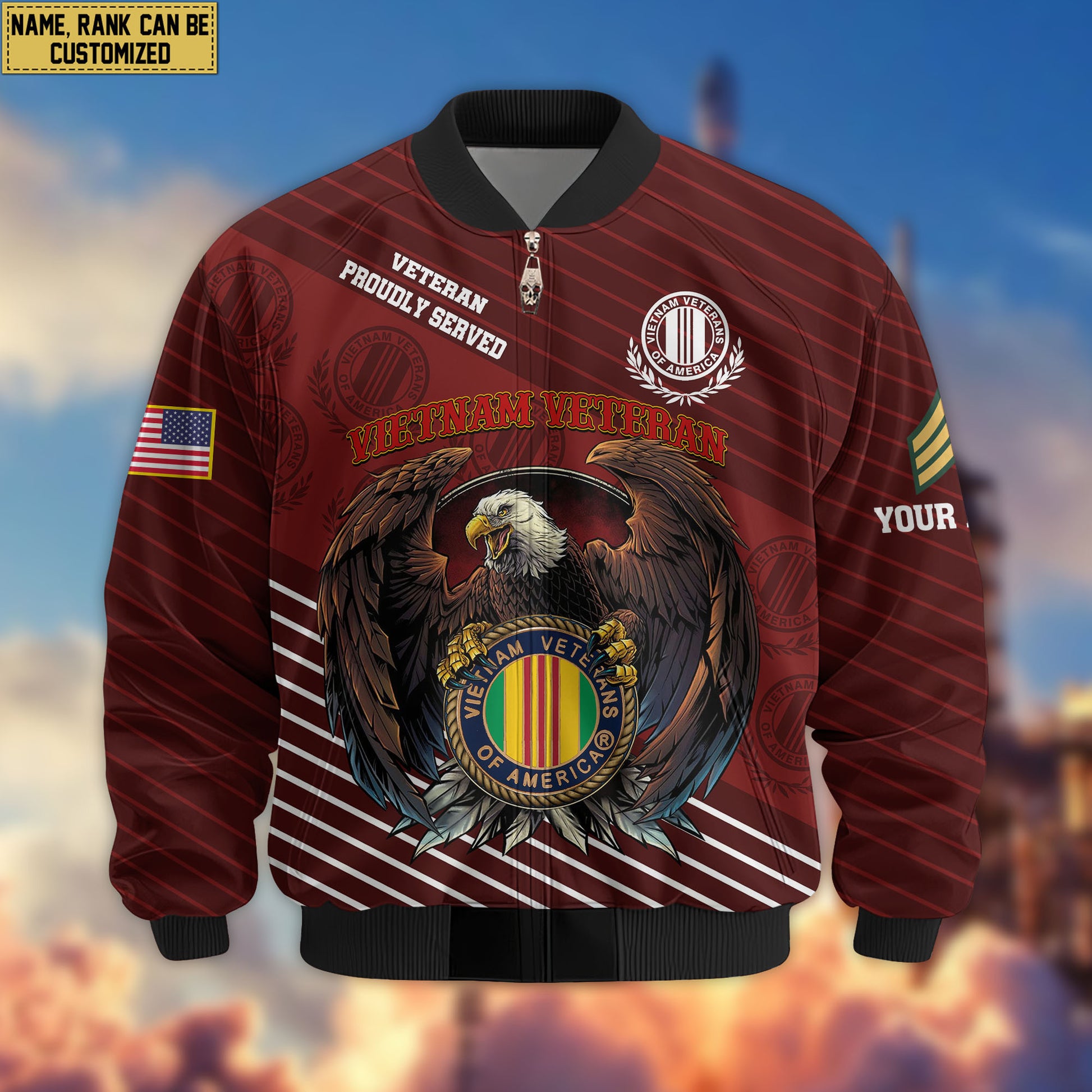 Premium Custom Vietnam Veteran Bomber Jacket VPVC804606, Gifts For Vietnam Veteran, Gifts On Father's Day, Veterans Day.