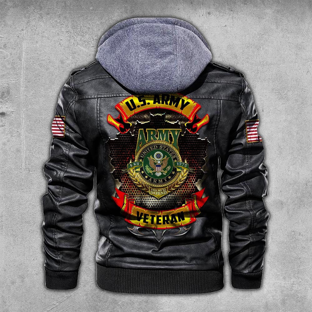 Premium Custom US Army Leather Jacket VPVC702209, Gifts For Army Veteran, Gifts On Father's Day, Veterans Day.