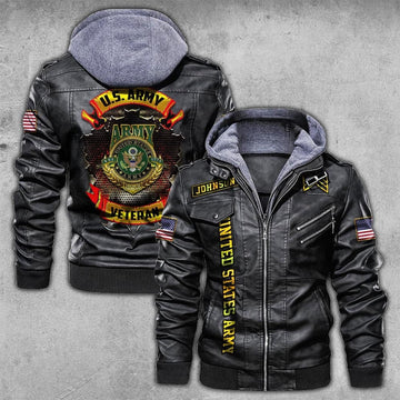 Premium Custom US Army Leather Jacket VPVC702209, Gifts For Army Veteran, Gifts On Father's Day, Veterans Day.