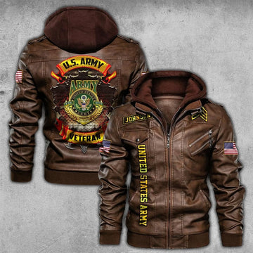 Premium Custom US Army Leather Jacket VPVC702210, Gifts For Army Veteran, Gifts On Father's Day, Veterans Day.