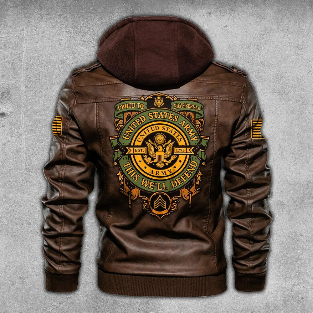 Premium Custom US Army Leather Jacket VPVC702212, Gifts For Army Veteran, Gifts On Father's Day, Veterans Day.