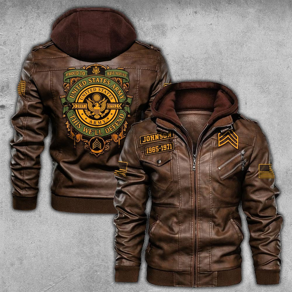 Premium Custom US Army Leather Jacket VPVC702212, Gifts For Army Veteran, Gifts On Father's Day, Veterans Day.