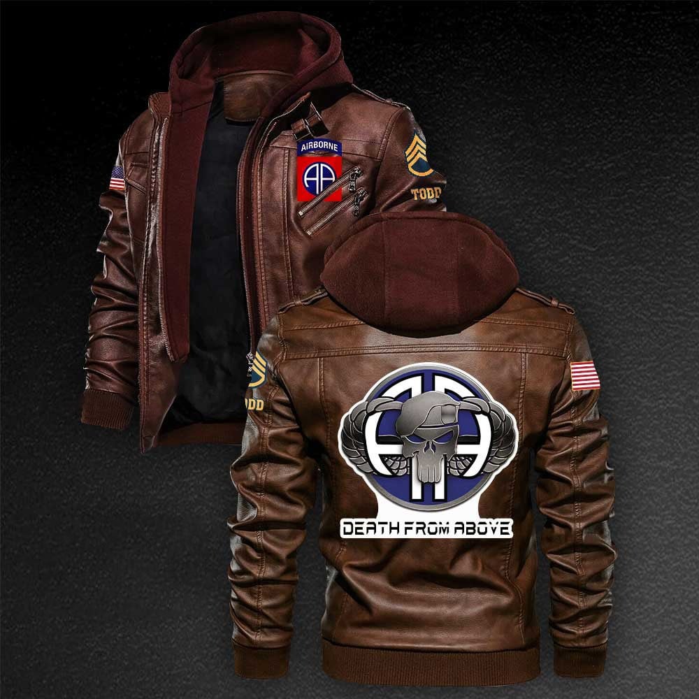 Premium Custom 82nd Airborne Division US Army Leather Jacket VPVC702214, Gifts For Army Veteran, Gifts On Father's Day, Veterans Day.