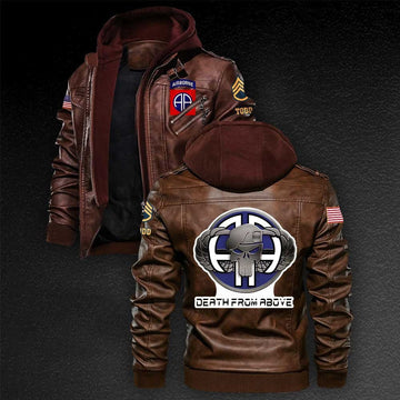 Premium Custom 82nd Airborne Division US Army Leather Jacket VPVC702214, Gifts For Army Veteran, Gifts On Father's Day, Veterans Day.