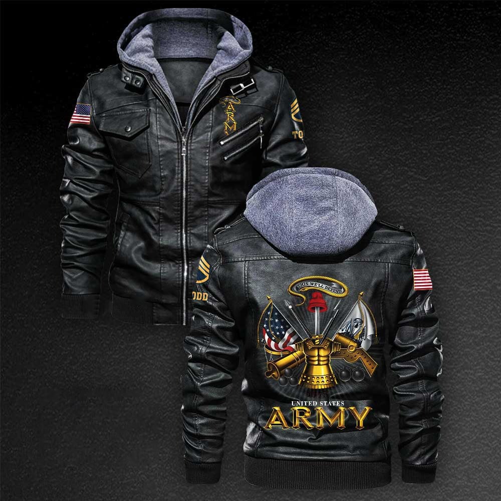 Premium Custom US Army Leather Jacket VPVC702215, Gifts For Army Veteran, Gifts On Father's Day, Veterans Day.