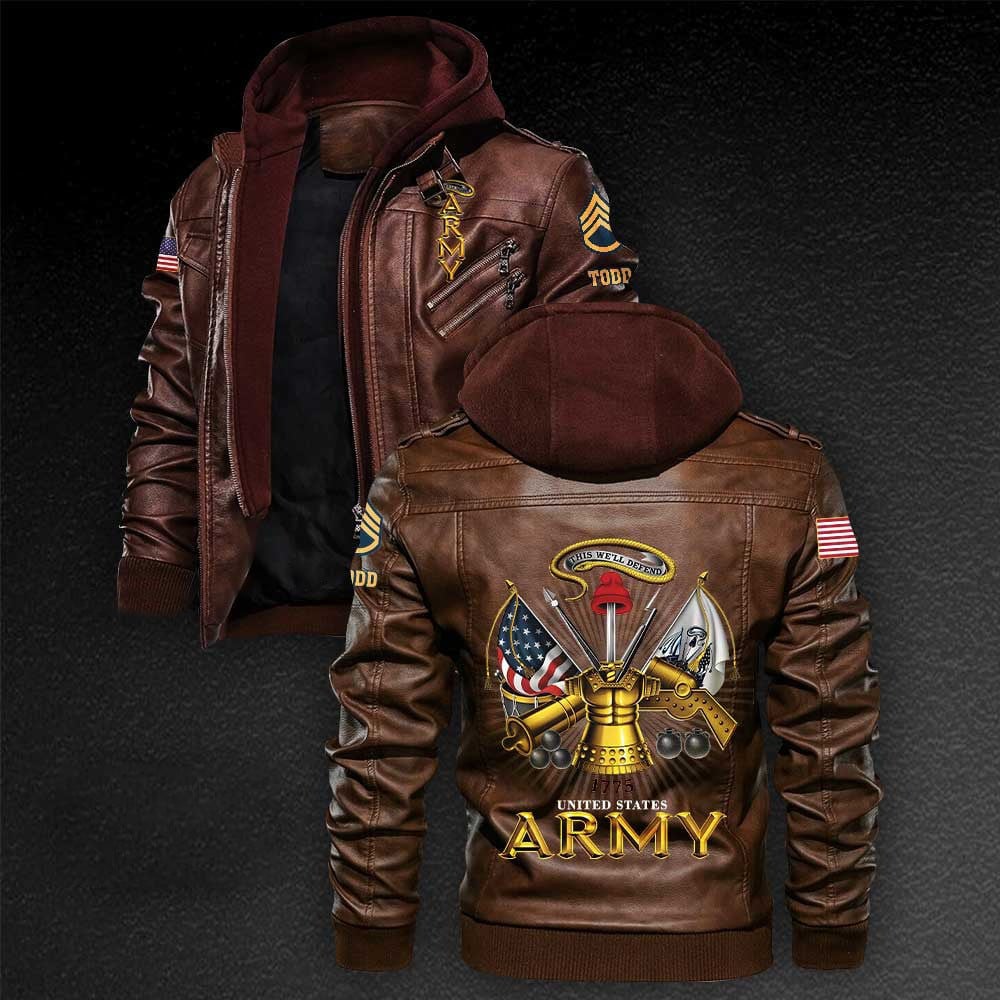 Premium Custom US Army Leather Jacket VPVC702216, Gifts For Army Veteran, Gifts On Father's Day, Veterans Day.