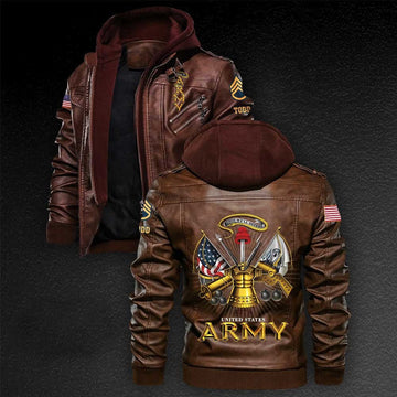 Premium Custom US Army Leather Jacket VPVC702216, Gifts For Army Veteran, Gifts On Father's Day, Veterans Day.