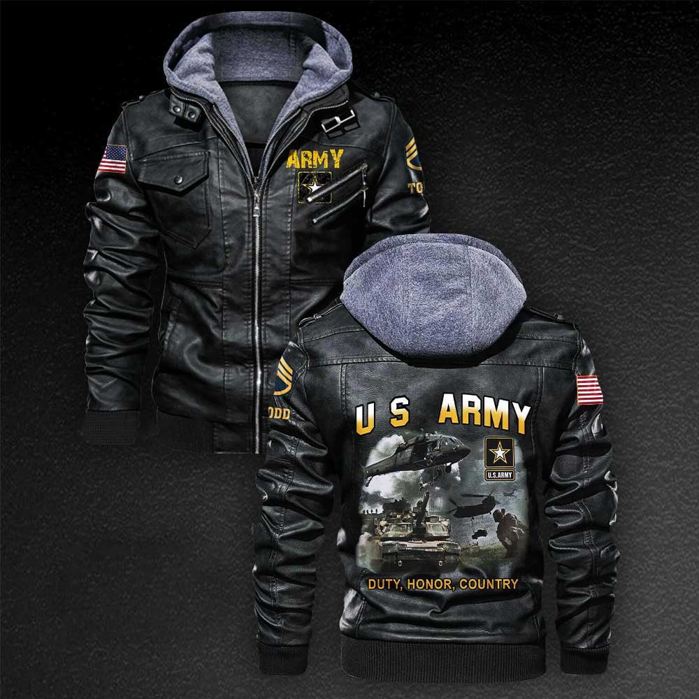 Premium Custom US Army Leather Jacket VPVC702217, Gifts For Army Veteran, Gifts On Father's Day, Veterans Day.