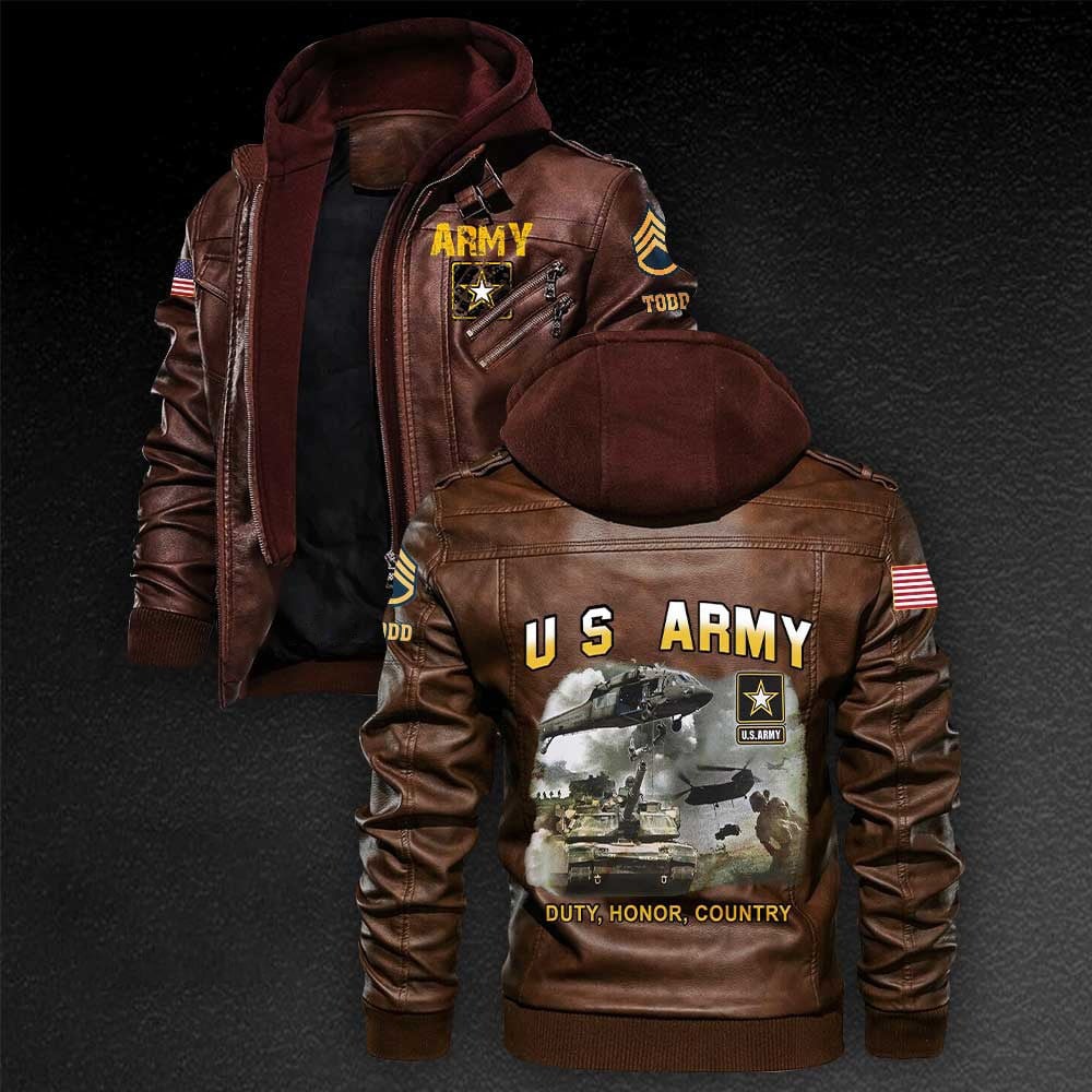 Premium Custom US Army Leather Jacket VPVC702218, Gifts For Army Veteran, Gifts On Father's Day, Veterans Day.
