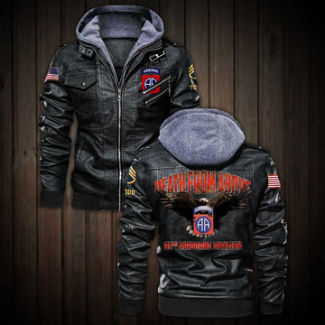 Premium Custom 82nd Airborne Division US Army Leather Jacket VPVC702219, Gifts For Army Veteran, Gifts On Father's Day, Veterans Day.