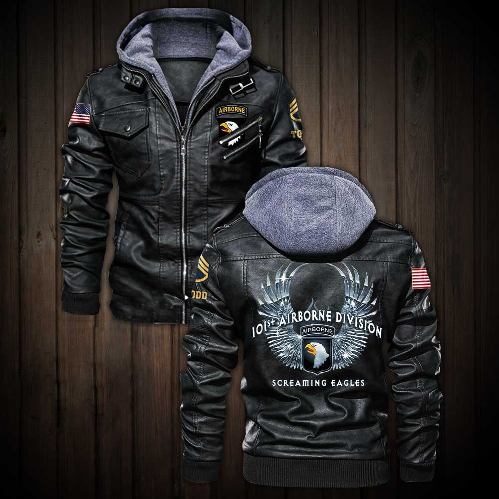 Premium Custom 101st Airborne Division US Army Leather Jacket VPVC702221, Gifts For Army Veteran, Gifts On Father's Day, Veterans Day.