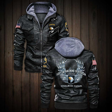Premium Custom 101st Airborne Division US Army Leather Jacket VPVC702221, Gifts For Army Veteran, Gifts On Father's Day, Veterans Day.