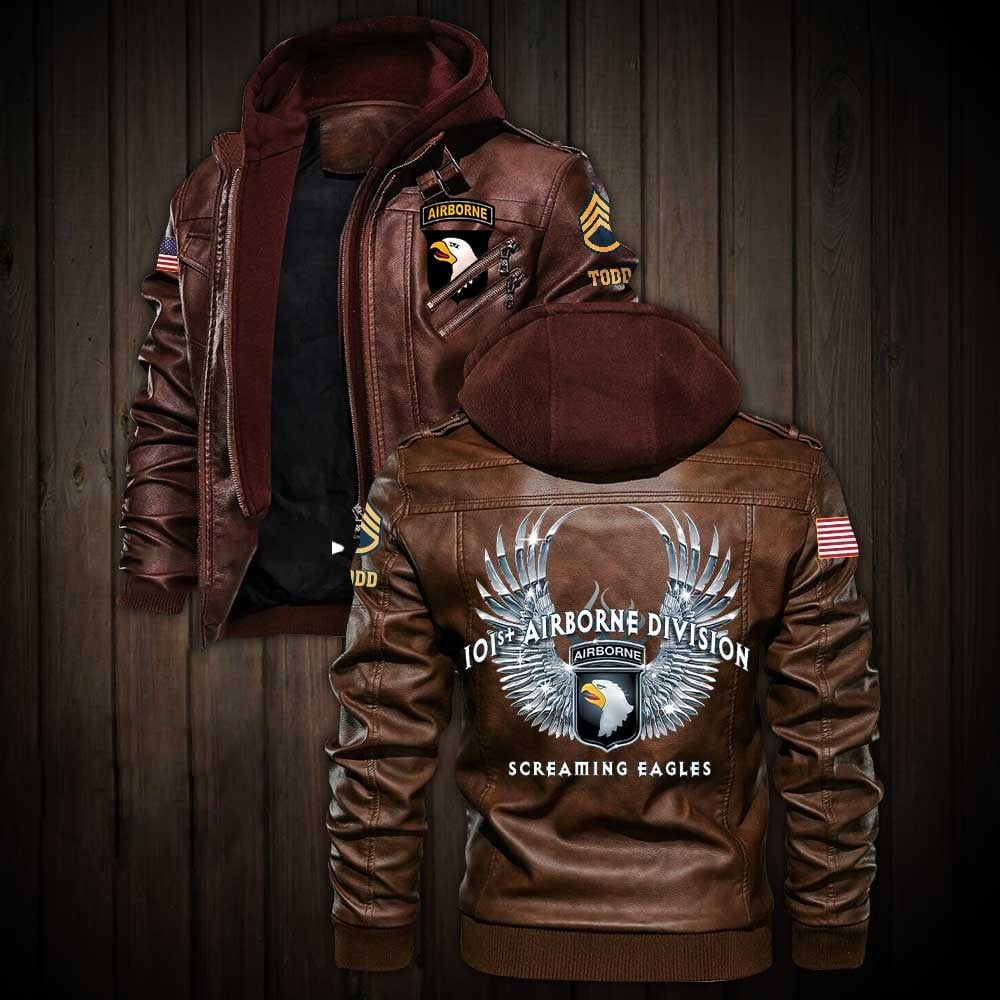 Premium Custom 101st Airborne Division US Army Leather Jacket VPVC702222, Gifts For Army Veteran, Gifts On Father's Day, Veterans Day.