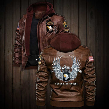 Premium Custom 101st Airborne Division US Army Leather Jacket VPVC702222, Gifts For Army Veteran, Gifts On Father's Day, Veterans Day.
