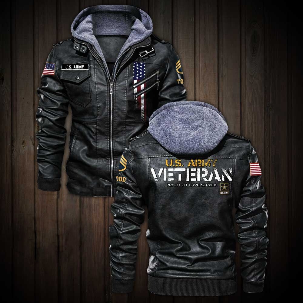 Premium Custom US Army Leather Jacket VPVC702223, Gifts For Army Veteran, Gifts On Father's Day, Veterans Day.