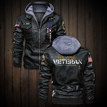 Premium Custom US Army Leather Jacket VPVC702223, Gifts For Army Veteran, Gifts On Father's Day, Veterans Day.