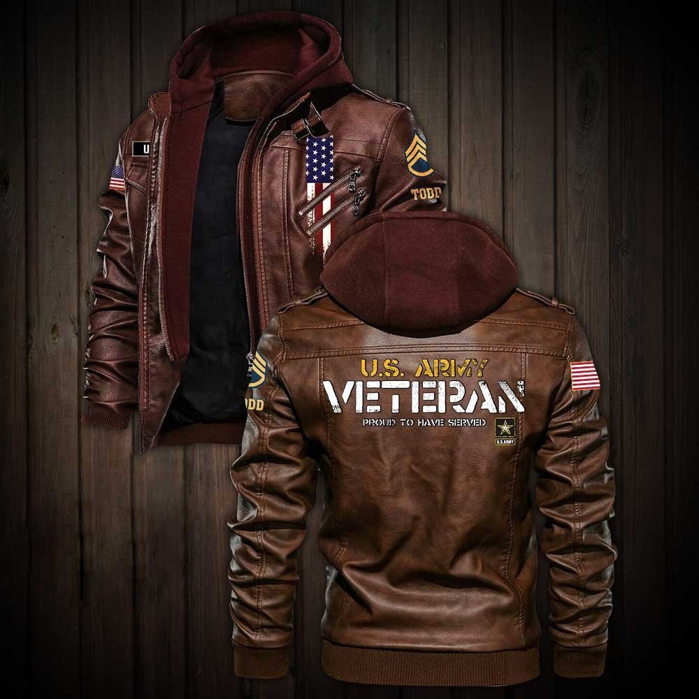Premium Custom US Army Leather Jacket VPVC702224, Gifts For Army Veteran, Gifts On Father's Day, Veterans Day.