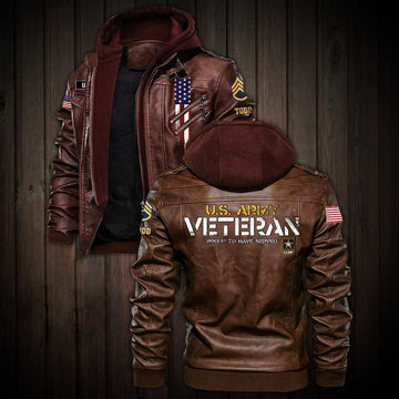 Premium Custom US Army Leather Jacket VPVC702224, Gifts For Army Veteran, Gifts On Father's Day, Veterans Day.