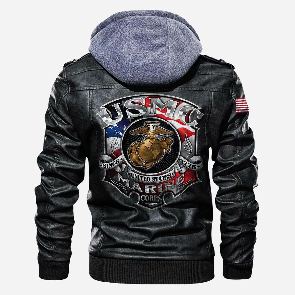 Premium USMC Leather Jacket VPVC702225, Gifts For Marine Veteran, Gifts On Father's Day, Veterans Day.