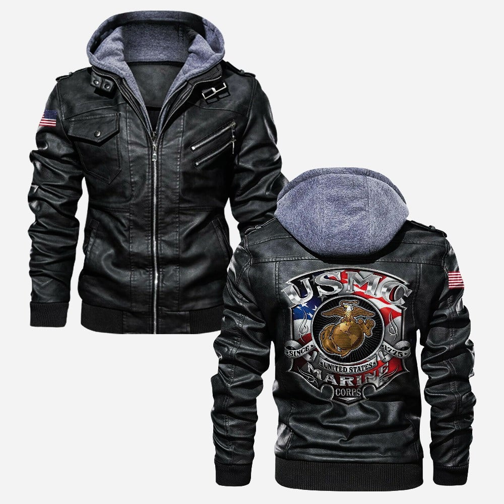 Premium USMC Leather Jacket VPVC702225, Gifts For Marine Veteran, Gifts On Father's Day, Veterans Day.