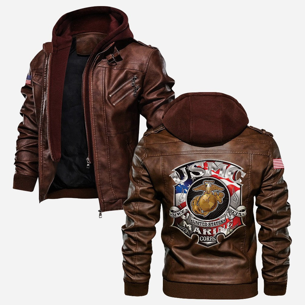 Premium USMC Leather Jacket VPVC702226, Gifts For Marine Veteran, Gifts On Father's Day, Veterans Day.