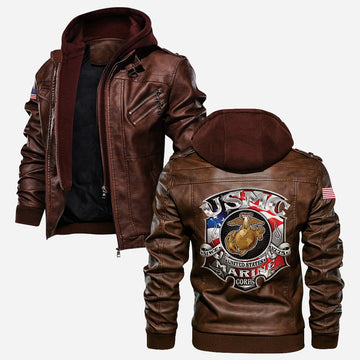 Premium USMC Leather Jacket VPVC702226, Gifts For Marine Veteran, Gifts On Father's Day, Veterans Day.