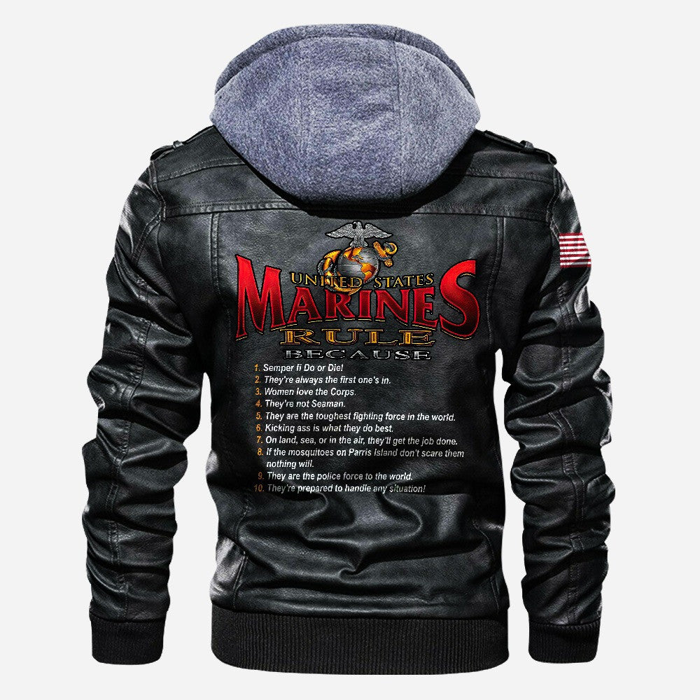 Premium USMC Leather Jacket VPVC702227, Gifts For Marine Veteran, Gifts On Father's Day, Veterans Day.