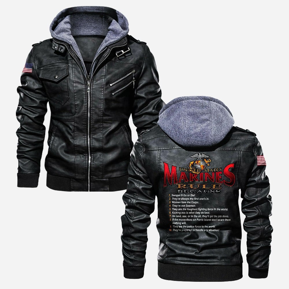 Premium USMC Leather Jacket VPVC702227, Gifts For Marine Veteran, Gifts On Father's Day, Veterans Day.