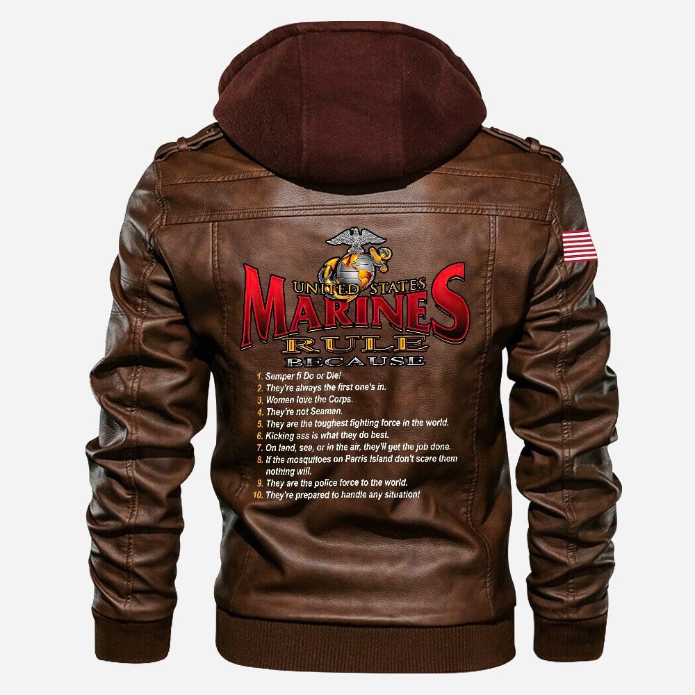 Premium USMC Leather Jacket VPVC702228, Gifts For Marine Veteran, Gifts On Father's Day, Veterans Day.