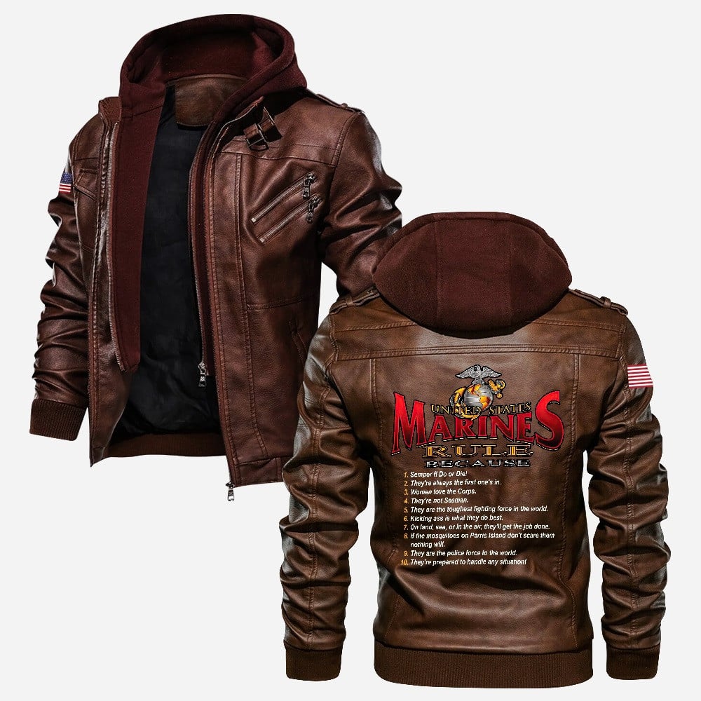Premium USMC Leather Jacket VPVC702228, Gifts For Marine Veteran, Gifts On Father's Day, Veterans Day.