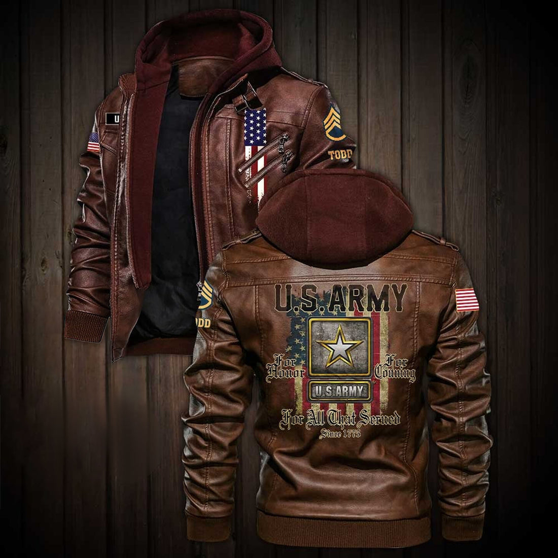 Premium Custom US Army Leather Jacket VPVC702230, Gifts For Army Veteran, Gifts On Father's Day, Veterans Day.