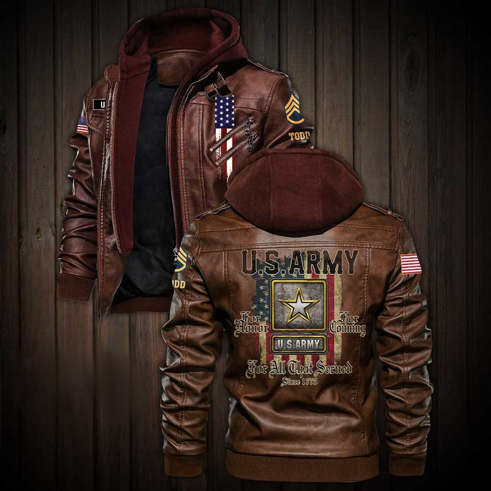 Premium Custom US Army Leather Jacket VPVC702230, Gifts For Army Veteran, Gifts On Father's Day, Veterans Day.