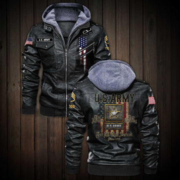Premium Custom US Army Leather Jacket VPVC702229, Gifts For Army Veteran, Gifts On Father's Day, Veterans Day.