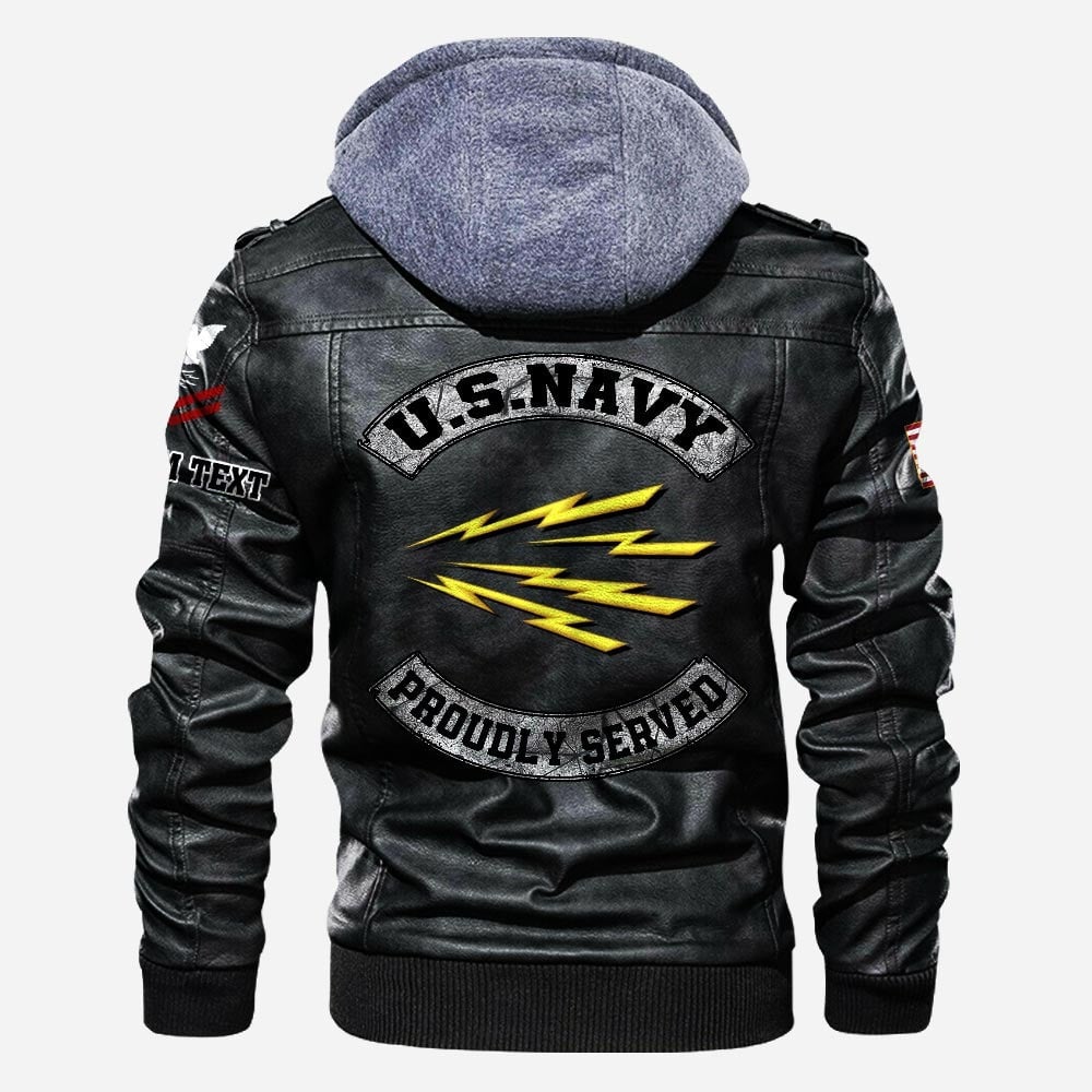 Premium Custom Unit US Navy Leather Jacket VPVC702233, Gifts For Navy Veteran, Gifts On Father's Day, Veterans Day.