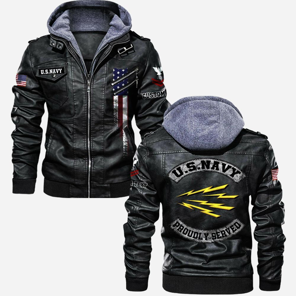 Premium Custom Unit US Navy Leather Jacket VPVC702233, Gifts For Navy Veteran, Gifts On Father's Day, Veterans Day.