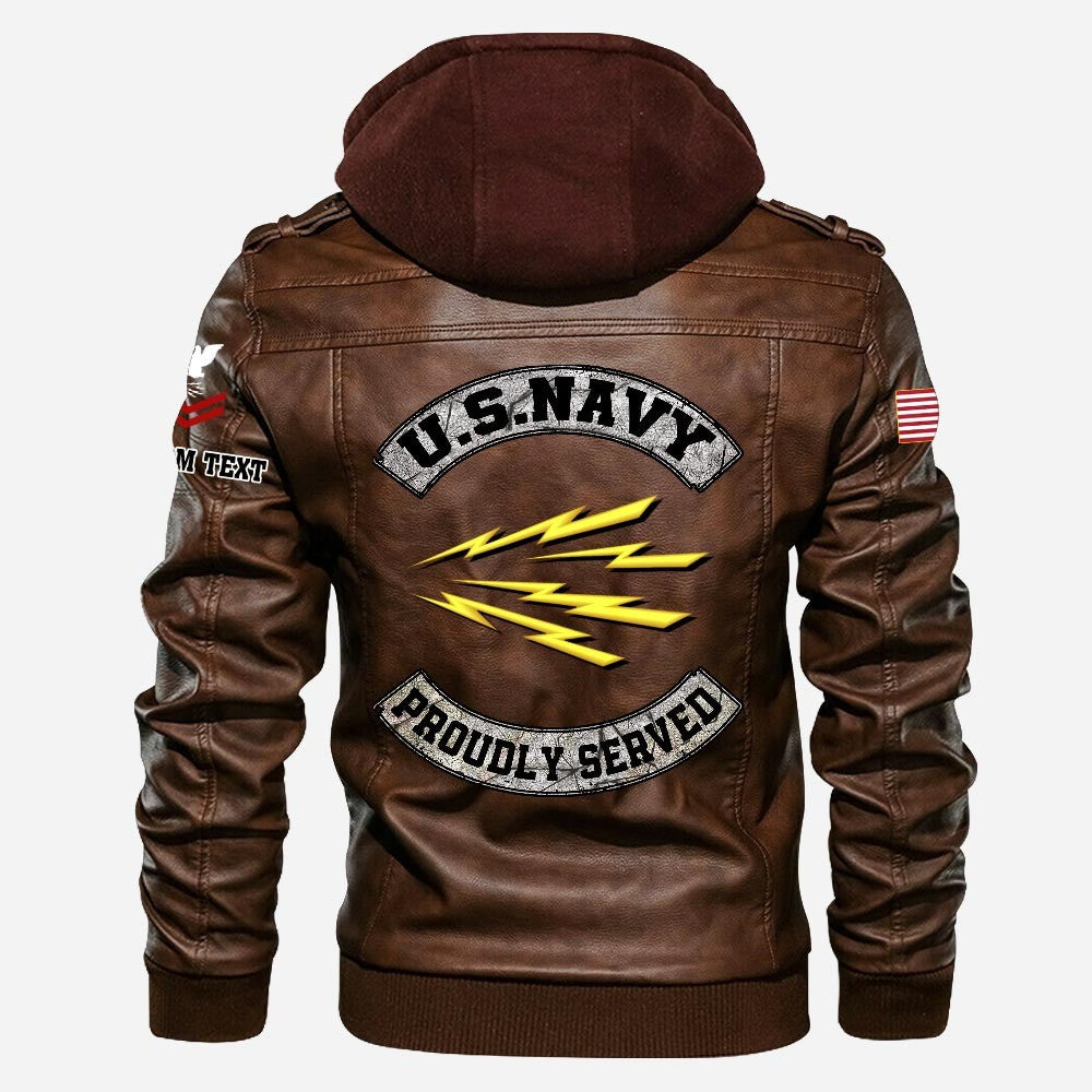 Premium Custom Unit US Navy Leather Jacket VPVC702234, Gifts For Navy Veteran, Gifts On Father's Day, Veterans Day.