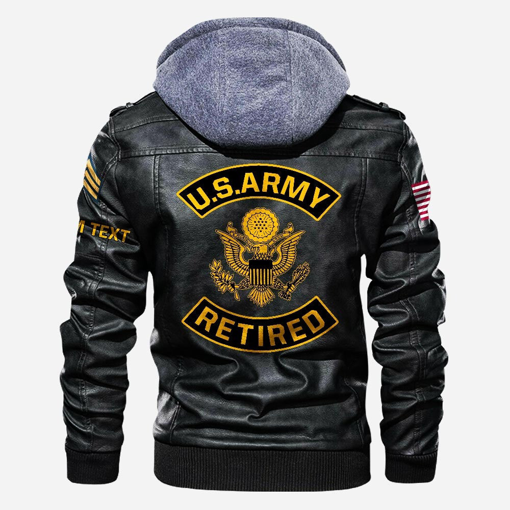 Premium Custom US Army Retired Leather Jacket VPVC702235, Gifts For Army Retired, Gifts On Father's Day, Veterans Day.