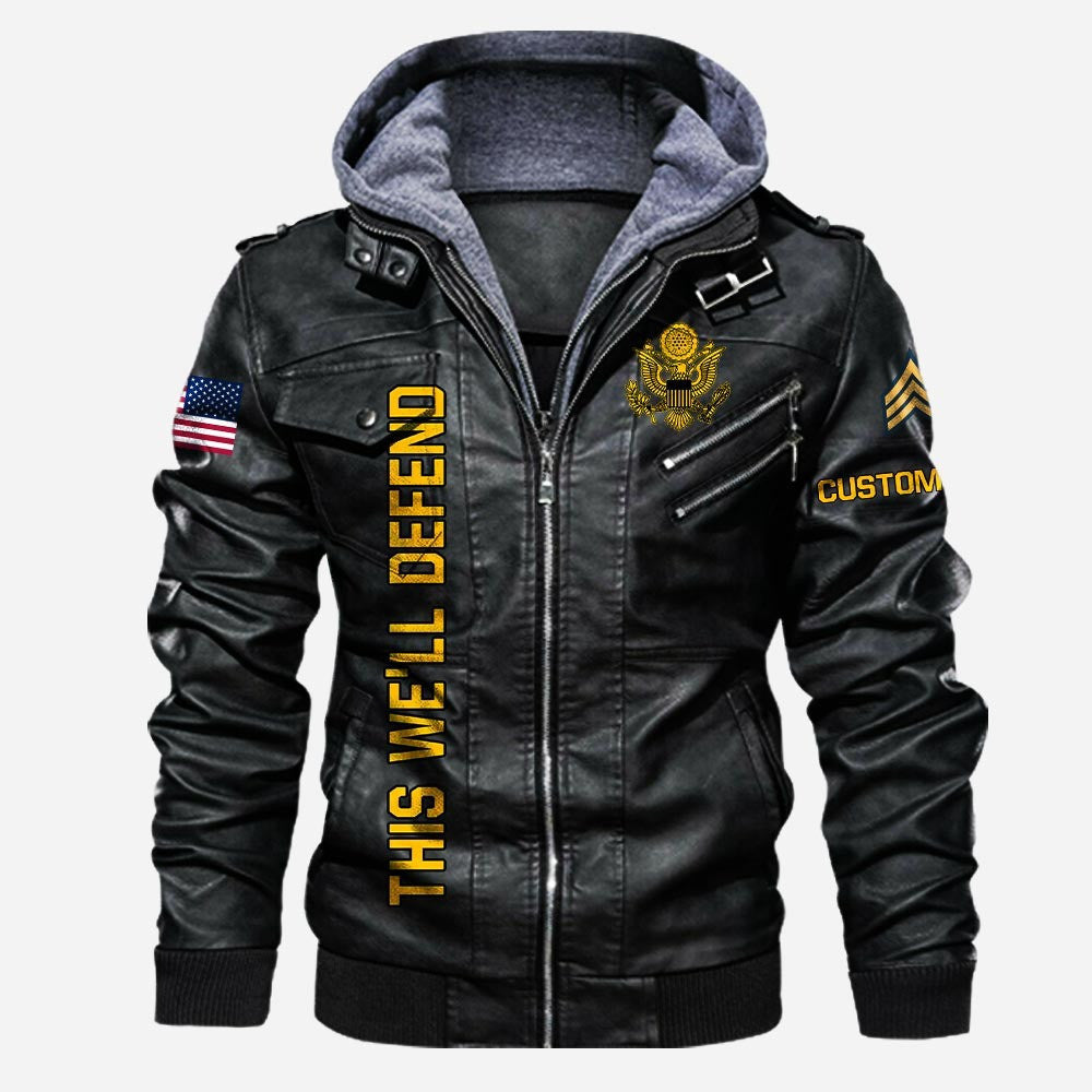 Premium Custom US Army Retired Leather Jacket VPVC702235, Gifts For Army Retired, Gifts On Father's Day, Veterans Day.