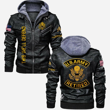 Premium Custom US Army Retired Leather Jacket VPVC702235, Gifts For Army Retired, Gifts On Father's Day, Veterans Day.