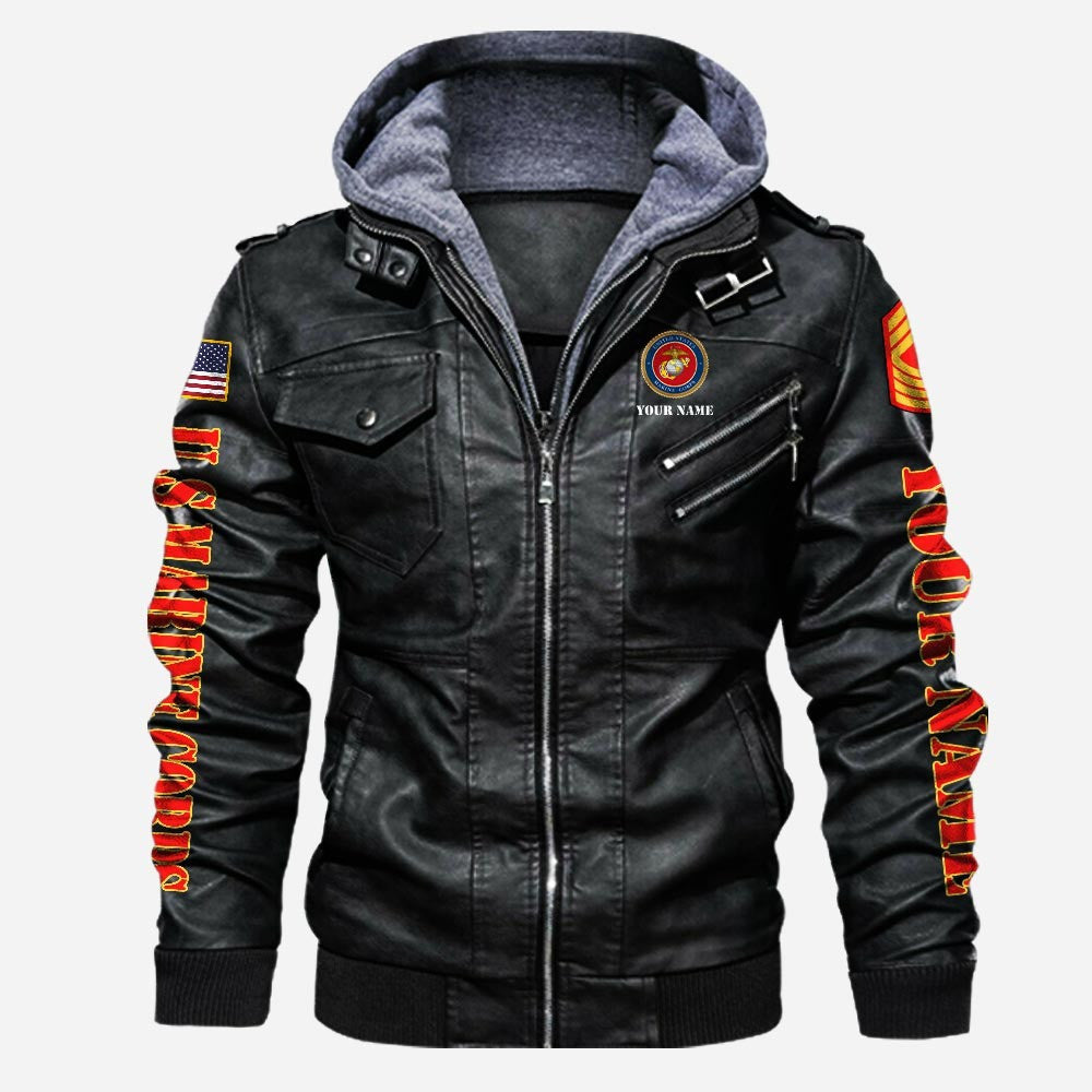 Premium Custom USMC Leather Jacket VPVC702239, Gifts For Marine Veteran, Gifts On Father's Day, Veterans Day.
