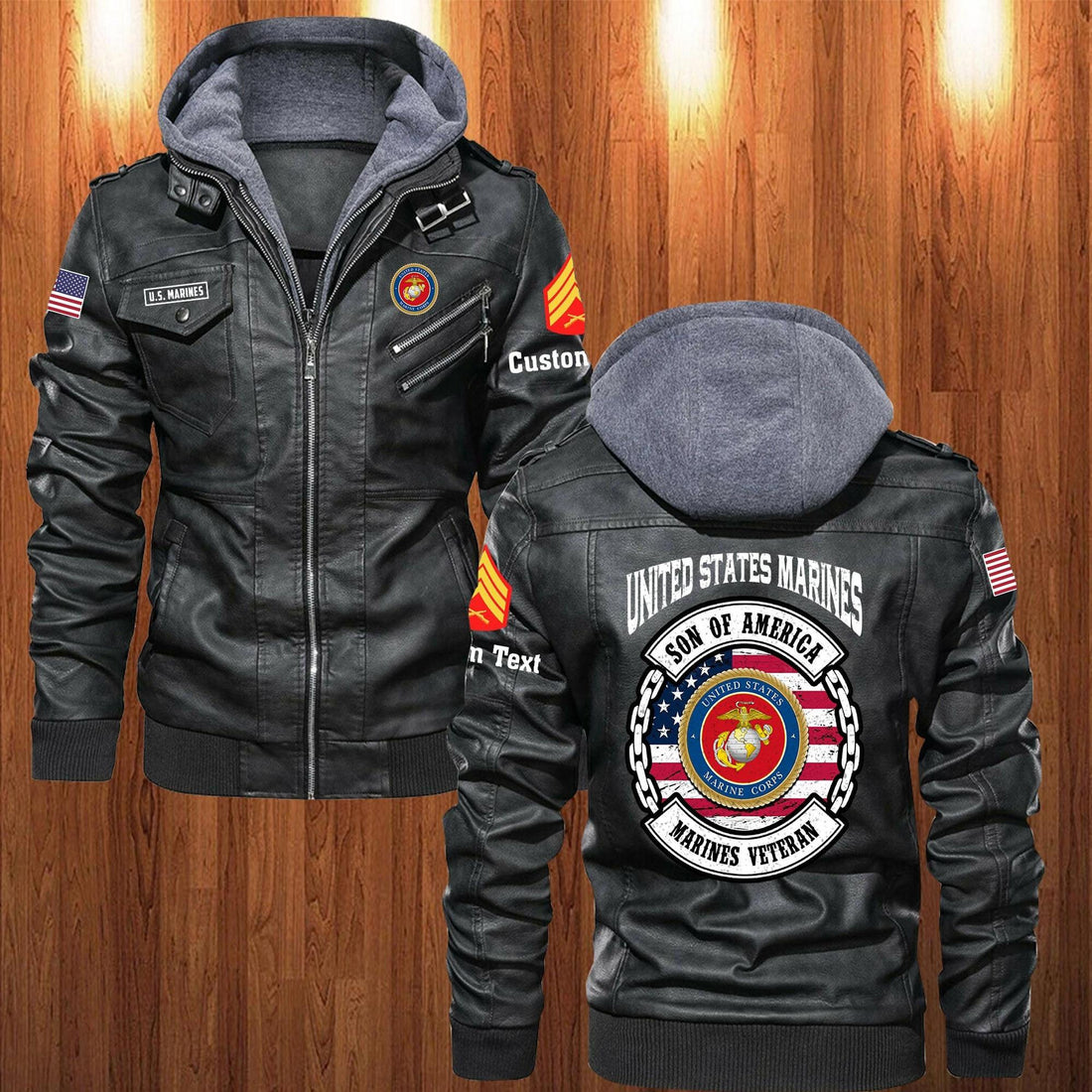 Premium Custom USMC Leather Jacket VPVC702241, Gifts For Marine Veteran, Gifts On Father's Day, Veterans Day.
